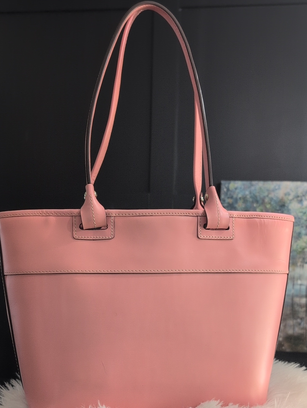 Dooney & Bourke Coral Pink Leather Tote - Picture 4 of 12